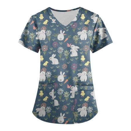 XHJUN Womens Scrub Tops Easter Day Women Cartoon Animal Print Scrub Shirt Tops Short Sleeve with Pocket Navy L
XHJUN Womens Scrub Tops Easter Day Women Cartoon Animal Print Scrub Shirt Tops Short Sleeve with Pocket Navy L