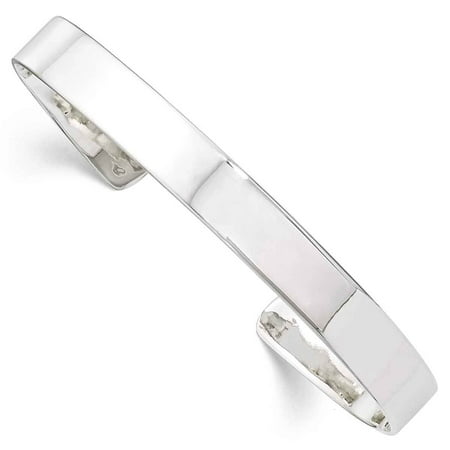 Primal Silver Sterling Silver Rhodium-plated Polished Cuff Bangle