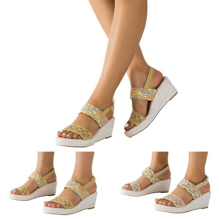 PEASKJP Slippers for Women Indoor And Outdoor Women Round Toe Wedges Open Toe Comfortable Comfortable Sandals Shoes Women Sandals Yellow 6.5
PEASKJP Slippers for Women Indoor And Outdoor Women Round Toe Wedges Open Toe Comfortable Comfortable Sandals Shoes Women Sandals Yellow 6.5