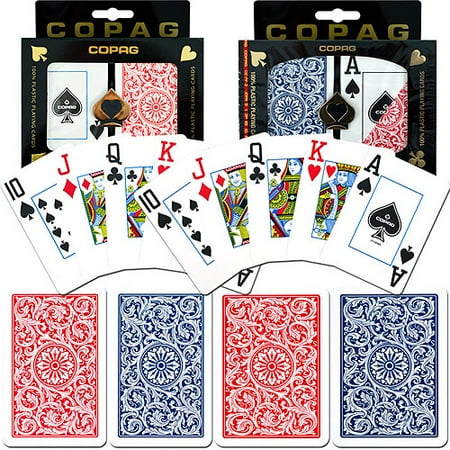 Trademark Poker 2pk Copag Jumbo Index Poker and Bridge Cards, Red/Blue