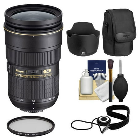 Nikon 24-70mm f\/2.8G AF-S ED Zoom-Nikkor Lens with Hood & Pouch Case + Filter Kit for D3200, D3300, D5300, D5500, D7100, D7200, D750, D810 Cameras