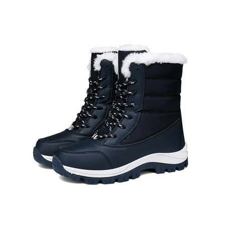 Eloshman Womens Lightweight Lace Up Warm Ankle Boot Cold Weather Non-skid Flat Comfortable Plush Lining Winter Shoes Dark Blue 8
Eloshman Womens Lightweight Lace Up Warm Ankle Boot Cold Weather Non-skid Flat Comfortable Plush Lining Winter Shoes Dark Blue 8