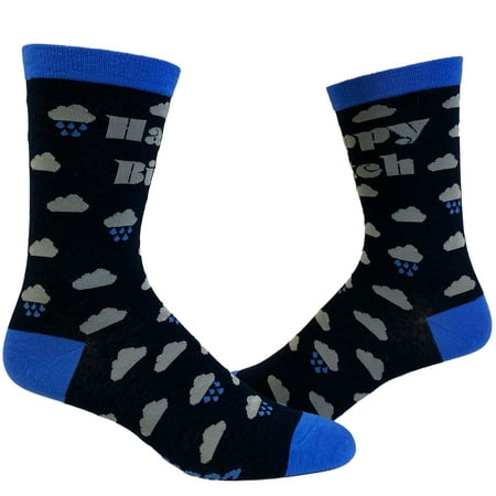 Women s Happy Bitch Socks Funny Sarcastic Rain Clouds Graphic Novelty Footwear