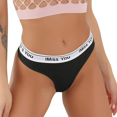 Zuwimk Thongs For Women Seamless Thongs for Women No Show Thong Underwear Women Black S