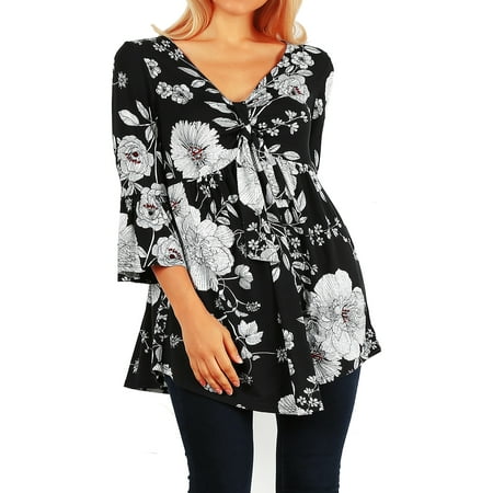 Funfash Women Plus Size Empire Waist A Line Black White Top Shirt Made in USA