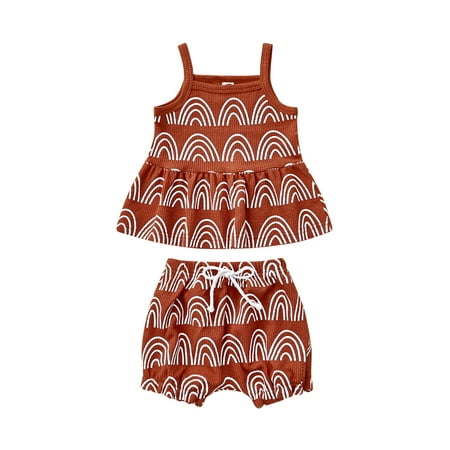 aturustex Toddlers Baby Girls Shorts Outfits Rainbow Wide Hem Sleeveless Suspender Tops Elastic Drawstring Short Pants 2Pcs Sets 
aturustex Toddlers Baby Girls Shorts Outfits Rainbow Wide Hem Sleeveless Suspender Tops Elastic Drawstring Short Pants 2Pcs Sets