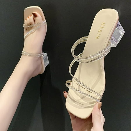 uikmnh Women Shoes Women s Fashion Casual Strappy Rhinestone Square Heels Slide Slippers Shoes White 7
uikmnh Women Shoes Women s Fashion Casual Strappy Rhinestone Square Heels Slide Slippers Shoes White 7