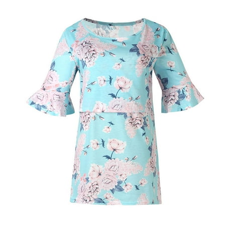 Nursing Tops for Breastfeeding Womens Maternity Casual Short Sleeve Flower Print T Shirt Tops Pregnant Tunic Blouse
Nursing Tops for Breastfeeding Womens Maternity Casual Short Sleeve Flower Print T Shirt Tops Pregnant Tunic Blouse