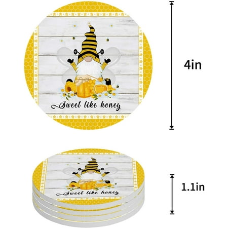 ZHANZZK Summer Gnome with Honey and Bee Wooden Grain Set of 4 Round Coaster for Drinks Absorbent Ceramic Stone Coasters Cup Mat with Cork Base for Home Kitchen Room Coffee Table Bar Decor
ZHANZZK Summer Gnome with Honey and Bee Wooden Grain Set of 4 Round Coaster for Drinks Absorbent Ceramic Stone Coasters Cup Mat with Cork Base for Home Kitchen Room Coffee Table Bar Decor