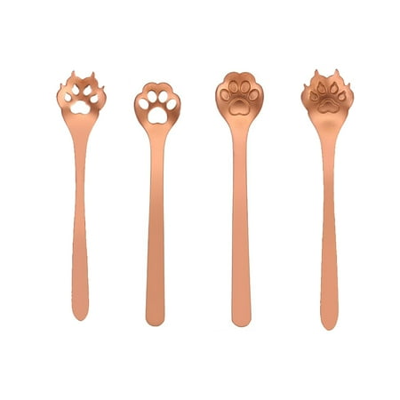 

4PCS Stainless Steel Stirring Spoon Strainer Spoon Set Creative Animal Paw Shape Coffee Spoon Dessert Spoon Tableware Scoop for Home Restaurant (Rose Gold)