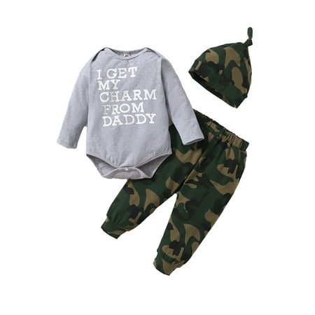 12 Months Baby Boy Casual Outfits Pants Sets 18 Months Long Sleeve Letter Prints Romper Tops Elastic Camouflage Prints Pants Hat 3PCS Set Gray
12 Months Baby Boy Casual Outfits Pants Sets 18 Months Long Sleeve Letter Prints Romper Tops Elastic Camouflage Prints Pants Hat 3PCS Set Gray
