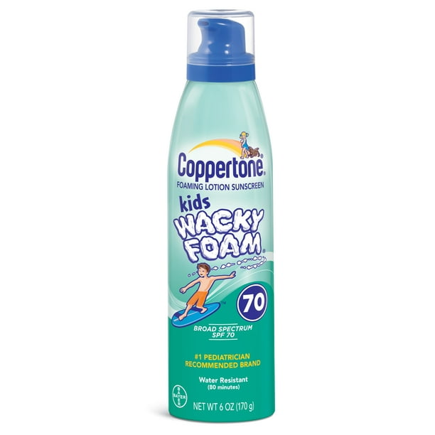 Coppertone Kids Wacky Foam Broad Spectrum SPF 70+ Foaming Lotion Sunscreen, 6 oz