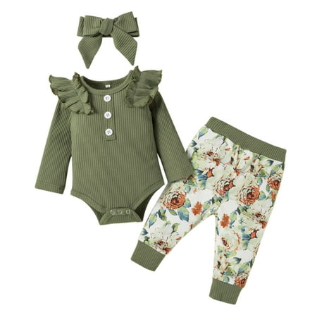 Dooleck Baby Girls Pit Strip Outfit Ruffle Long Sleeve With Buttons Newborn Floral Print Pants Headbands Outfits
Dooleck Baby Girls Pit Strip Outfit Ruffle Long Sleeve With Buttons Newborn Floral Print Pants Headbands Outfits