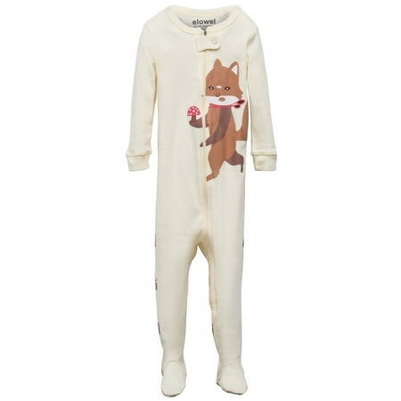 Elowel Baby Girls Brown Fox Printed Zipper Footed Pajama Sleeper 12-18M