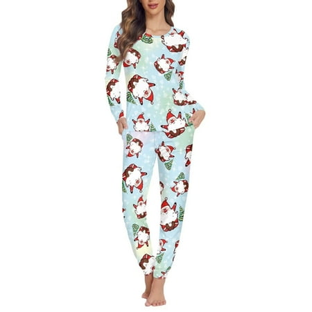 NETILGEN Happy Father Christmas Pattern Women Pajama Set Long Sleeve Stretchy Comfort Women Sleepwear Set 2PCS Winter & Autumn Pajamas for Women Set Cotton
NETILGEN Happy Father Christmas Pattern Women Pajama Set Long Sleeve Stretchy Comfort Women Sleepwear Set 2PCS Winter & Autumn Pajamas for Women Set Cotton