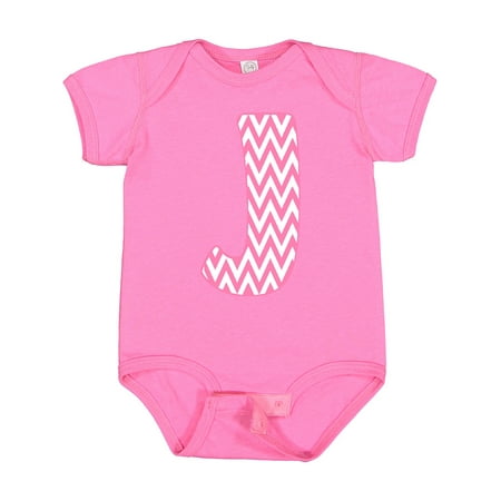Inktastic Cute Pink Chevron Initial J Gift Baby Girl Bodysuit