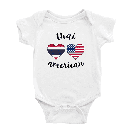Thai American Flag Two Hearts Cute Baby Bodysuits Newborn Clothes (White 6-12 Months)
Thai American Flag Two Hearts Cute Baby Bodysuits Newborn Clothes (White 6-12 Months)