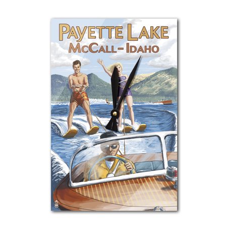 Payette Lake, McCall, Idaho - Water Skiing Scene - Lantern Press Artwork (Acrylic Wall Clock)