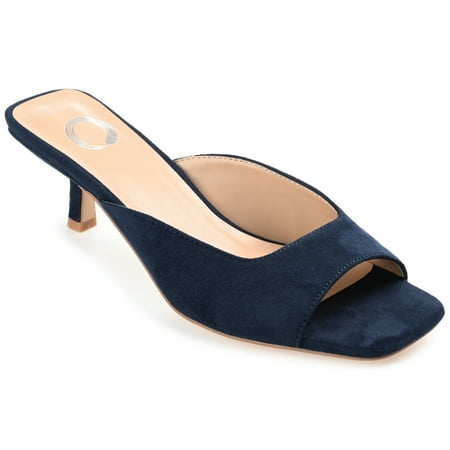 Journee Collection Womens Larna Slip On Kitten Heel Open Toe Pumps