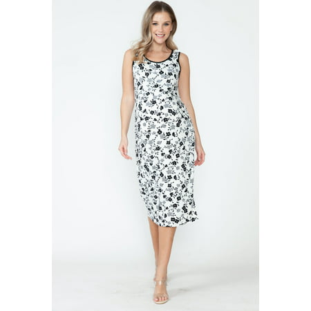 

Women s Maternity Sleeveless Floral Midi Dress with a side Slit