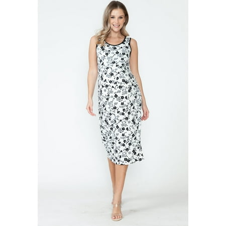Women s Maternity Sleeveless Floral Midi Dress with a side Slit