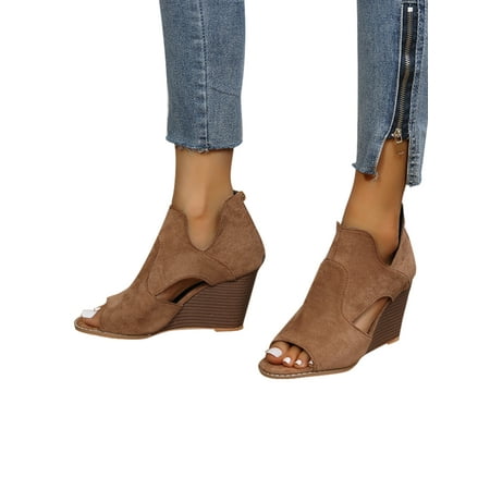 Difumos Ladies Lightweight Back Zip High Heels Anti-Slip Dress Sandal Booties Formal Comfort Wedge Sandals Brown 8
Difumos Ladies Lightweight Back Zip High Heels Anti-Slip Dress Sandal Booties Formal Comfort Wedge Sandals Brown 8