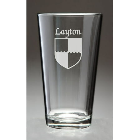 layton Irish Coat of Arms Pint Glasses - Set of 4 (Sand Etched)