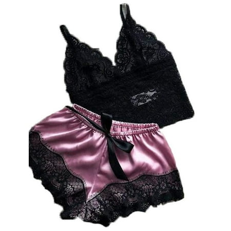 luethbiezx 2Pcs Women Sleeve Pajama Lace Strap Top Camisole Sexy Sleepwear