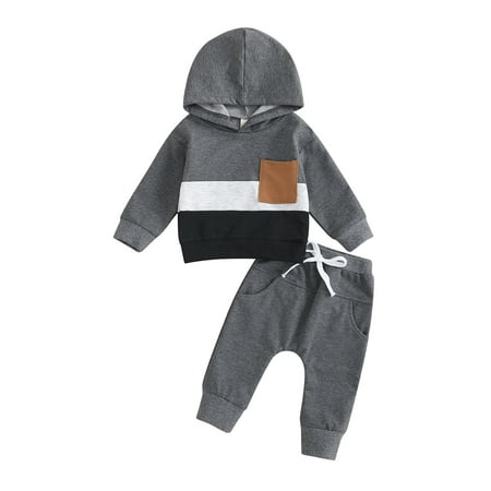 Qtinghua Toddler Baby Boys Fall Winter Outfits Contrast Color Long Sleeve Hoodie Sweatshirt and Long Pants 2Pcs Clothes Gray 2-3 Years
Qtinghua Toddler Baby Boys Fall Winter Outfits Contrast Color Long Sleeve Hoodie Sweatshirt and Long Pants 2Pcs Clothes Gray 2-3 Years