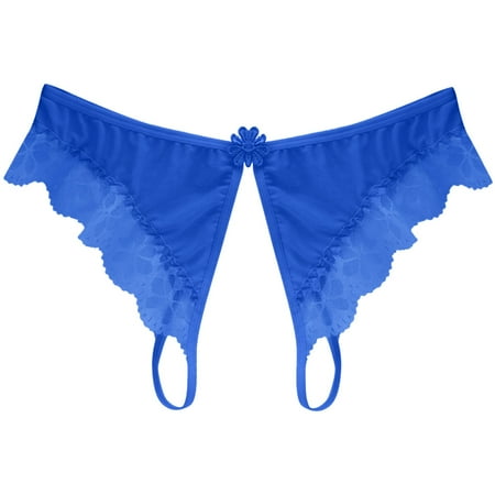 Rovga Seamless Panties Females Lace Panty Blue Hollow Out Thongs 1 Pcs