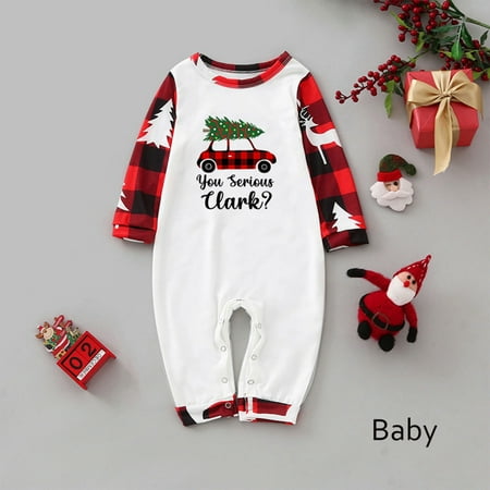Baby Christmas Bear Plaid Prints Family Matching Long Sleeve Romper Jumpsuit