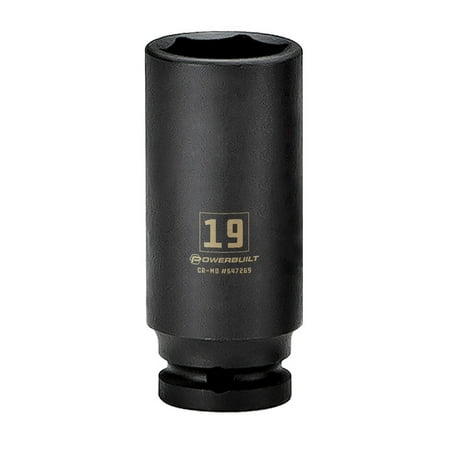 Powerbuilt 3/8 in. Drive x 19 mm 6 Point Deep Well Impact Socket - 647269
Powerbuilt 3/8 in. Drive x 19 mm 6 Point Deep Well Impact Socket - 647269