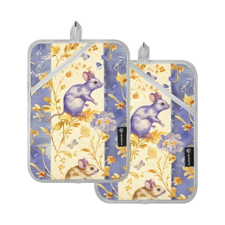 Mouse and Golden Plant Oven Mitts 2 Pcs Pot Holders Sets Heat Resistant for Kitchen Cooking Baking 7 x9.8
Mouse and Golden Plant Oven Mitts 2 Pcs Pot Holders Sets Heat Resistant for Kitchen Cooking Baking 7 x9.8