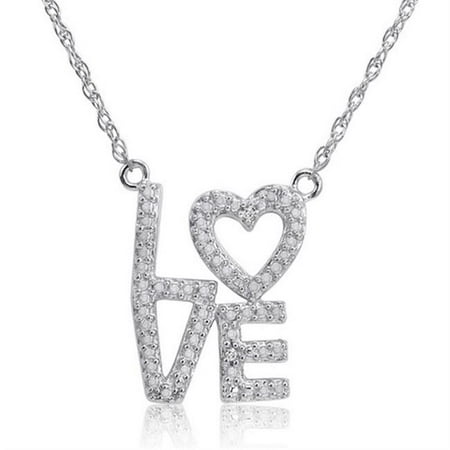Amanda Rose Collection Sterling Silver & Diamond Heart in Love Necklace