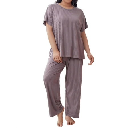 Women Plus Sleep & Lounge Plain Pant Sets Round Neck Mauve Purple Plus Size Pajama Sets 2XL
Women Plus Sleep & Lounge Plain Pant Sets Round Neck Mauve Purple Plus Size Pajama Sets 2XL