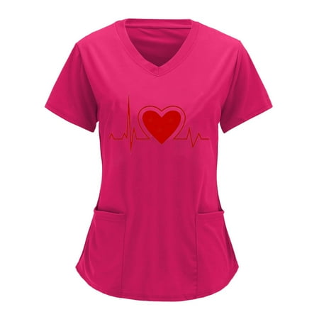 Hvyesh Women s Working Uniform Nursing Uniform Scrubs Top Womens Top With Two Pockets Solid Color Printed Short Sleeve V-neck Blouse
Hvyesh Women s Working Uniform Nursing Uniform Scrubs Top Womens Top With Two Pockets Solid Color Printed Short Sleeve V-neck Blouse