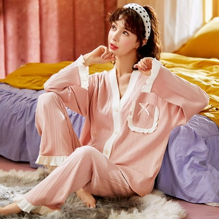 CoCopeaunt Spring and autumn pajamas female long-sleeved pants set cotton home wear cardigan casual pajamas set sleepwear pajamas
CoCopeaunt Spring and autumn pajamas female long-sleeved pants set cotton home wear cardigan casual pajamas set sleepwear pajamas