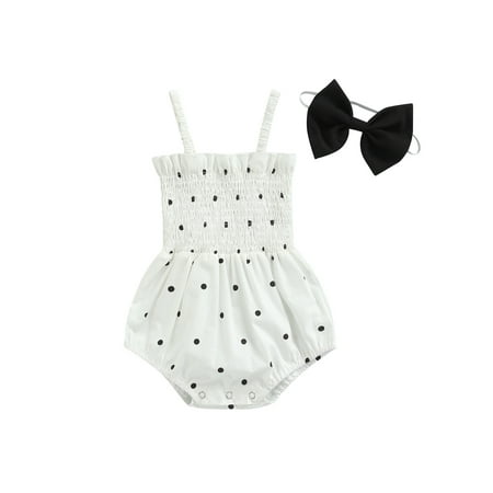 Suanret Infants Baby Girls Summer Sling Romper White Sleeveless Dot Print Casual Playsuit Headband White Black 12-18 Months
Suanret Infants Baby Girls Summer Sling Romper White Sleeveless Dot Print Casual Playsuit Headband White Black 12-18 Months
