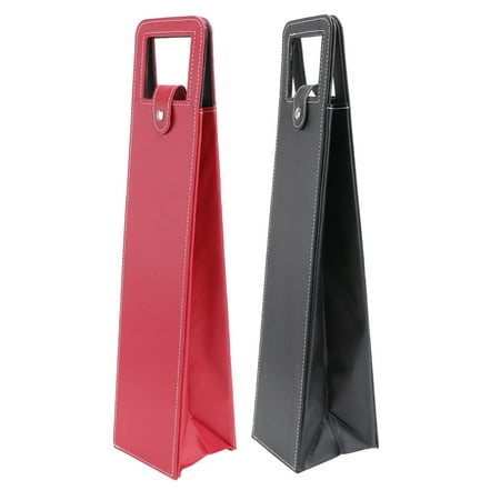 NUOLUX 2 Pcs Advanced Leather Fashion Wine Bottle Protector Sleeve Resuable Wine Bottle Cover(Red and Black)