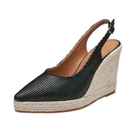 Cathalem Women s Spring Wedge Heeled Thick Bottom Pointed Toe Wrap Back High Heeled Straw Woven Flax Rope Sandals Black 40
Cathalem Women s Spring Wedge Heeled Thick Bottom Pointed Toe Wrap Back High Heeled Straw Woven Flax Rope Sandals Black 40