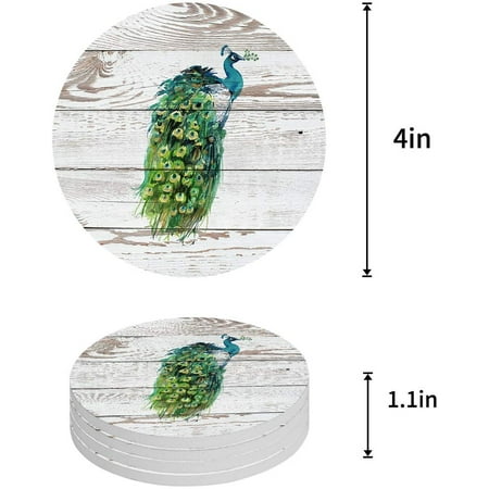 FMSHPON Peacock on Wooden Plank Set of 6 Round Coaster for Drinks Absorbent Ceramic Stone Coasters Cup Mat with Cork Base for Home Kitchen Room Coffee Table Bar Decor
FMSHPON Peacock on Wooden Plank Set of 6 Round Coaster for Drinks Absorbent Ceramic Stone Coasters Cup Mat with Cork Base for Home Kitchen Room Coffee Table Bar Decor