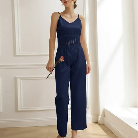 PEASKJP Women s Stain Sleepwear Silk Satin Ruffled Pajamas Sets Cami Shorts Sets Sleepwear Pajama Women Set Navy L
PEASKJP Women s Stain Sleepwear Silk Satin Ruffled Pajamas Sets Cami Shorts Sets Sleepwear Pajama Women Set Navy L
