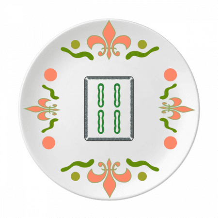 Mahjong Bar 4 Tiles Pattern Flower Ceramics Plate Tableware Dinner Dish