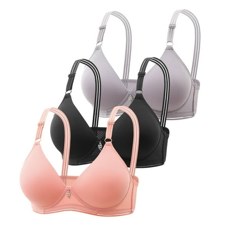 Girls Underwear 3Pc Comfortable Summer Thin Chest Show Small Gathered Breathable Comfortable No Steel Ring Uphold Anti Drop Bras