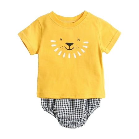 Toddler Girls Outfits Short Sleeve Animal Face Print T Shirt Pullover Tops Checkered Shorts Outfits
Toddler Girls Outfits Short Sleeve Animal Face Print T Shirt Pullover Tops Checkered Shorts Outfits