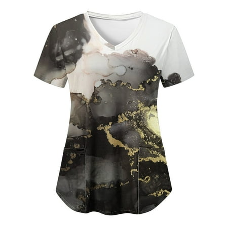 Fashion Women Scrubs Top Printed Short Sleeve Leisure V-Neck Holiday Flower Workwear Working Uniform Nurses Clothing Tops With Pockets Holiday Female Dailywear Clothing
Fashion Women Scrubs Top Printed Short Sleeve Leisure V-Neck Holiday Flower Workwear Working Uniform Nurses Clothing Tops With Pockets Holiday Female Dailywear Clothing