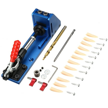 Hongyi 2 Drill Holes Pocket Hole Jig Kit Upgrade Aluminum Alloy Diagonal Puncher Pocket Screw Jig for DIY Wood Working Carpentry Projects with Drilling Bit Blue
Hongyi 2 Drill Holes Pocket Hole Jig Kit Upgrade Aluminum Alloy Diagonal Puncher Pocket Screw Jig for DIY Wood Working Carpentry Projects with Drilling Bit Blue