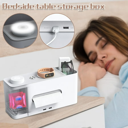 lulshou USB Multi-function Bedside Storage Box Small Night Light Tissue Space