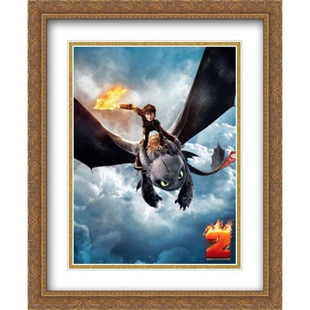 How To Train Your Dragon 2 28x34 Double Matted Large Large Gold Ornate Framed Movie Poster Art Print