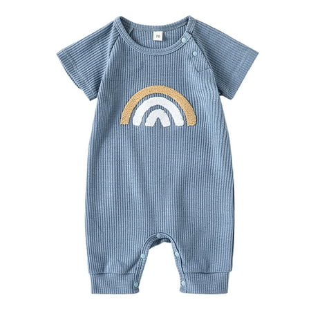 Toddler Boys Girls Short Sleeve Romper Rainbow Prints Ribbed Summer Bodysuits New Baby Girl One Baby Girl Birthday Outfit
Toddler Boys Girls Short Sleeve Romper Rainbow Prints Ribbed Summer Bodysuits New Baby Girl One Baby Girl Birthday Outfit